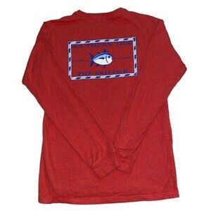 Southern Tide Long Sleeve Tee Men's SMALL SkipJack Tuna Shirt Fish Red Crewneck